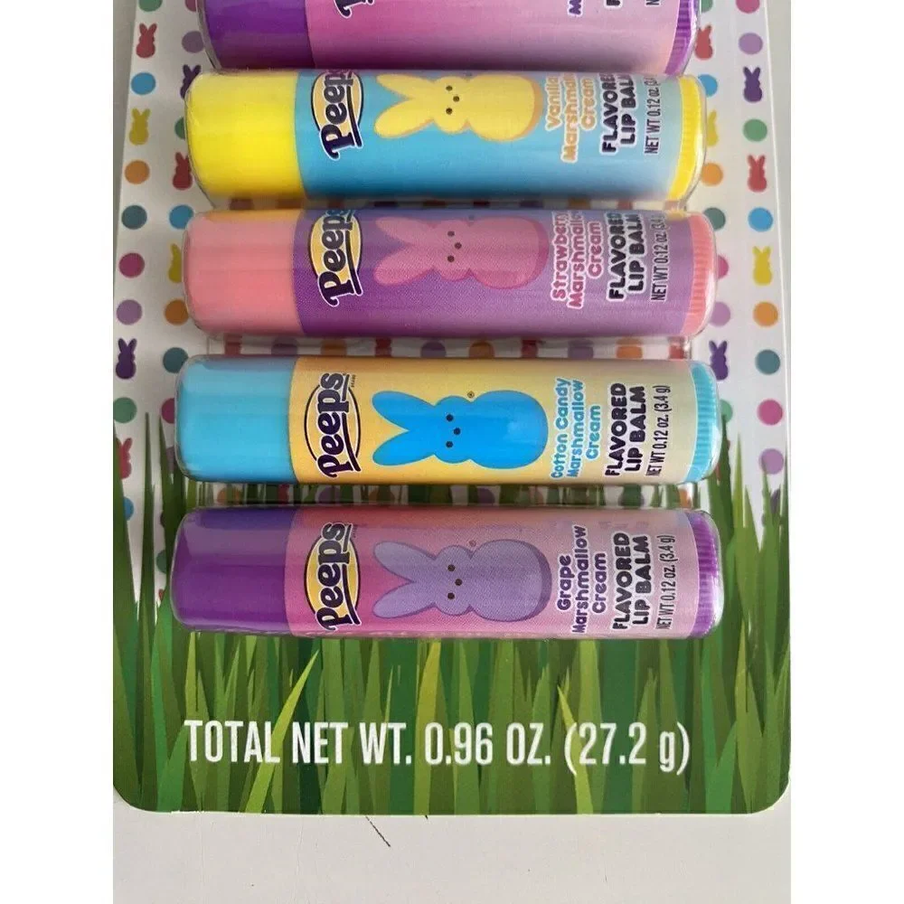 8 Pack Peeps Flavored Lip Balm Easter Basket Stuffer‎ Cotton Candy Vanilla Grape